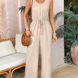 VCAY Waist-Knotted Jumpsuit With Slanted Pockets