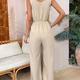 VCAY Waist-Knotted Jumpsuit With Slanted Pockets