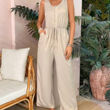 VCAY Waist-Knotted Jumpsuit With Slanted Pockets