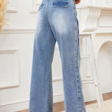 X SAMADHI  LUNE Jeans Rectos Casuales De Cintura Suelta Para Mujer