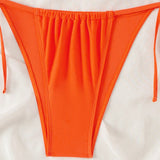 Swim Conjunto de bikini solido de verano con escote en V para playa y bano