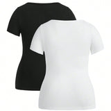Yoga Basic 2 Piezas Camiseta Deportiva De Gran Elasticidad De Manga Corta De Talla Grande