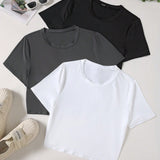 EZwear Plus Size Round Neck Casual Short Sleeve T-Shirt