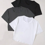 EZwear Plus Size Round Neck Casual Short Sleeve T-Shirt