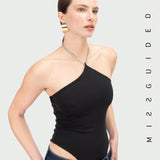 MISSGUIDED Body Con Cuello Halter Con Cadena