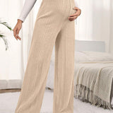 Pantalones De Pierna Ancha De Maternidad Con Cintura Elastica Ajustable