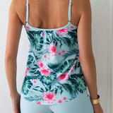 Swim Lushore Top Tankini con tirantes de espagueti y estampado tropical de playa de verano con shorts de natacion