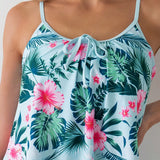 Swim Lushore Top Tankini con tirantes de espagueti y estampado tropical de playa de verano con shorts de natacion