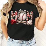 Camiseta De Manga Corta Con Estampado De Letras Y Beisbol Para Mujeres De a Grande