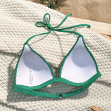 Swim Top De Bikini Halter Solido Con Tejido Jacquard