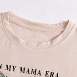 LUNE Camiseta De Manga Corta Con Cuello Redondo Con Lema Impreso De Mariposa Para Mujer