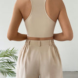 EZwear Conjunto De Chaleco Y Pantalones Cortos De Mujer De Un Solo Pecho