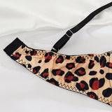 Sosten De Aro Con Estampado De Leopardo Y Ribete De Encaje Para Mujer