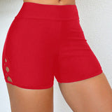 Swim Basics Bottom de bikini rojo simple con aberturas y cordon para mujer, traje de bano de playa de verano