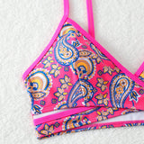 Swim Top De Bikini Con Recortes Y Estampado De Paisley Para Mujeres