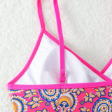 Swim Top De Bikini Con Recortes Y Estampado De Paisley Para Mujeres