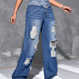 EZwear Jeans De Mujeres Rotos Con Bolsillos Insertados