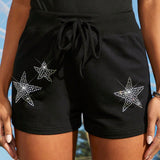 EZwear Shorts De Cintura De Nudo Con Estrella Y Pedreria