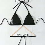 Top De Bikini Triangular Con Decoracion De Conchas