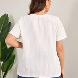 LUNE Plus Size Simple Texture Round Neck Short Sleeve T-Shirt