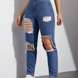 Jeans Para Mujer Con Desgaste