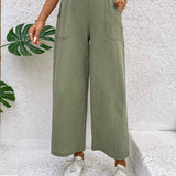 JORESS Pantalones Casuales De Pierna Ancha De Color Solido Para Mujer