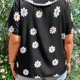 Camisa De a Grande Con Cuello De Muneca Estampado Floral