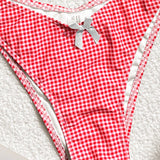 Swim Mod Conjunto de bikini con estampado de cuadros y cuello halter con Bottom separada, para verano en la playa