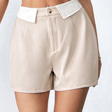 Prive Pantalones Cortos Elegantes De Cintura Alta Con Bloques De Color Para Mujer Con Dobladillo Plegable Para El Verano