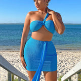 SXY Conjunto De Dos Piezas Color Azul Para Playa En Vacaciones De Verano