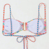 Swim Top De Bikini De Tirantes Spaghetti Con Estampado Floral