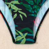 Swim Vcay Traje De Bano De Una Pieza Para Mujer Con Estampado De Plantas Y Parches, Con Cinturon De Cintura Desmontable Con Anillo Para El Verano, Playa, Vacaciones, Viajes, Festivales, Piscinas Y Surf