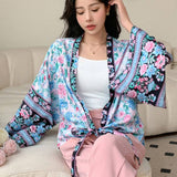 DAZY Cardigan kimono De Manga Murcielago Con Estampado De Flores