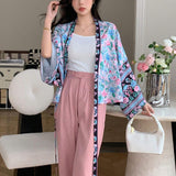 DAZY Cardigan kimono De Manga Murcielago Con Estampado De Flores