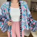 DAZY Cardigan kimono De Manga Murcielago Con Estampado De Flores