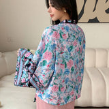 DAZY Cardigan kimono De Manga Murcielago Con Estampado De Flores