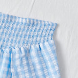 WYWH Pantalones Cortos De Cuadros Para Mujer De Cintura Alta Estilo Paperbag