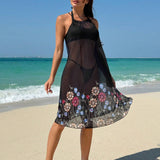 Swim Vcay Vestido De Malla Transparente Para Mujer Con Estampado Floral, Para La Playa, Verano, Vacaciones, Viajes, Festivales Y Fiestas En La Piscina