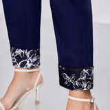 Modely Pantalon Con Corte Conico Casual De Pachwork Con Estampado De Flores
