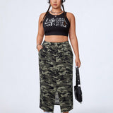 Coolane Women's Plus Size St. Patrick's Day Camouflage Pattern Skirt