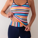 Swim Lushore Conjunto De Tankini Con Camiseta De Tirantes Y Pantalones Cortos A Rayas De Cuello Redondo Para Mujeres, Para Verano, Playa, Luna De Miel, Viaje, Vacaciones, Piscina