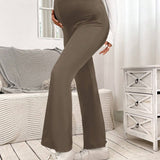 Pantalones Acampanados De Color Solido Para Maternidad Con Cintura Ajustable