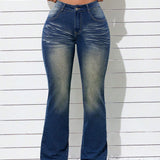 ICON Jeans Rectos Lavados Con Agua De Talle Medio
