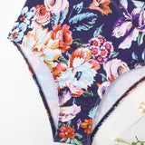 Traje De Bano De Una Pieza Con Estampado Floral Para Mujer Con Escote Halter Y Corbata En El Cuello