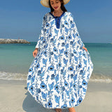 Swim Vestido De Tunica Larga Con Estampado Floral Y Correas Cruzadas, Holgado Y Casual, Ideal Para Verano, Playa Y Vacaciones