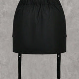 Coolane Plus Size A-Line Cargo Skirt With Large Pockets