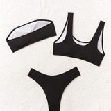 Women's Solid Color Swimwear Three-Piece Set