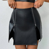 Prive Falda pantalon para mujer con detalles de cremallera en la parte delantera
