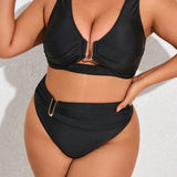 Swim Curve Conjunto De Bikini Talla Grande Con Cuello En V Y Hueco