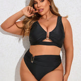 Swim Curve Conjunto De Bikini Talla Grande Con Cuello En V Y Hueco